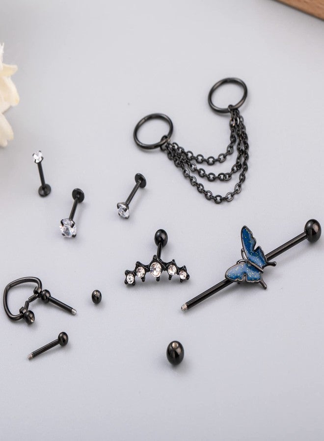 NICEIGHT 20Pcs 316L Stainless Steel Industrial Barbell Earring Cartilage Earring Helix Tragus Studs Conch Daith Piercing Jewelry B - Image 4